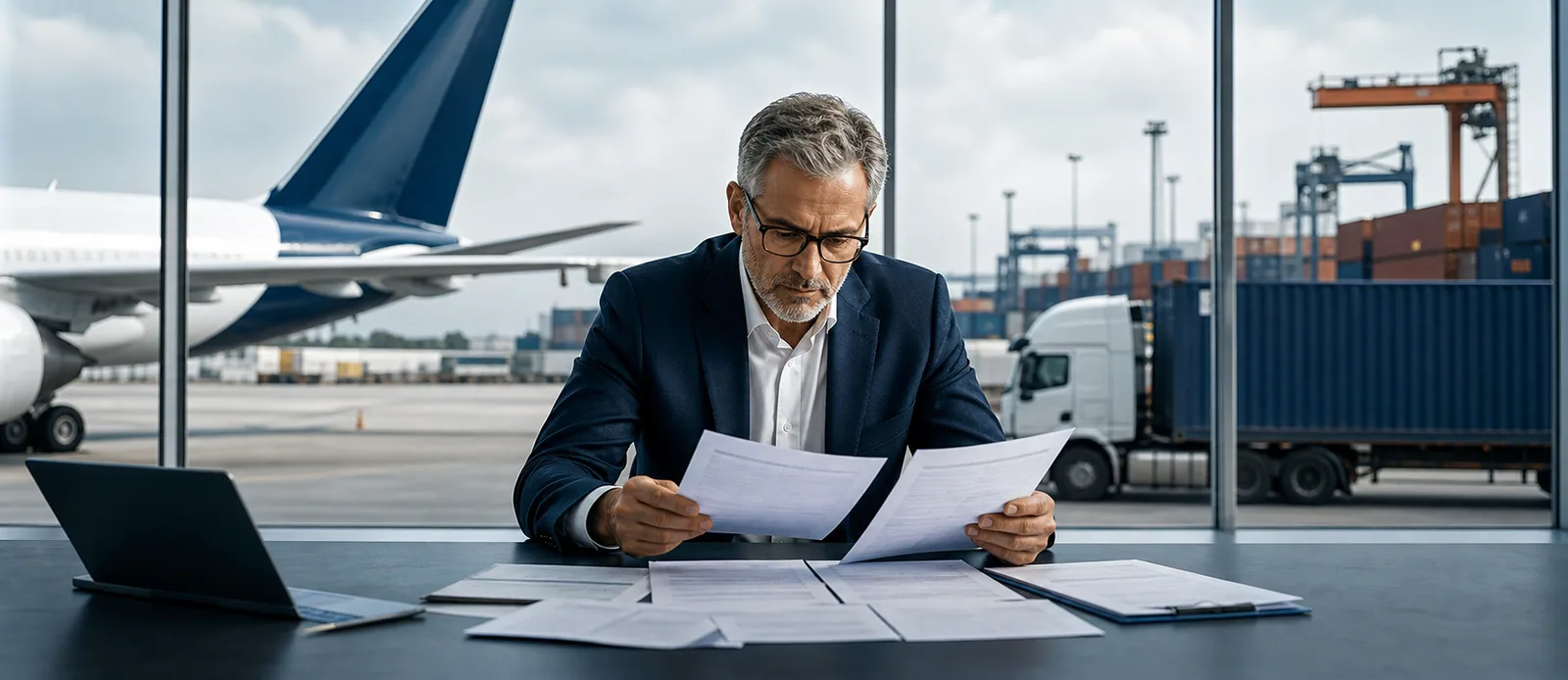 Logistics planner comparing air, ocean and road freight quotes